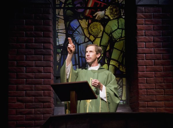 Jonathon Young gets to the point as Father Flynn. Photo by David Cooper